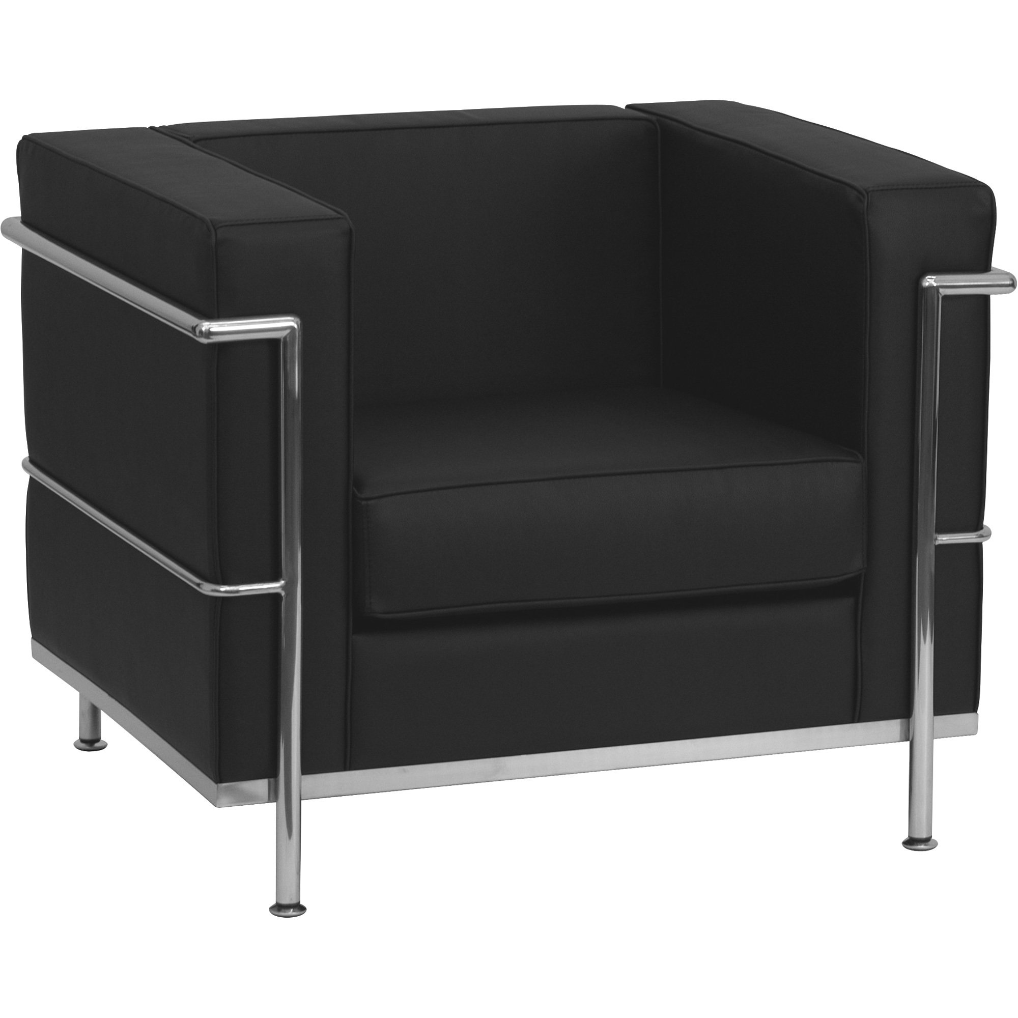 Flash Furniture Leather Reception Chair with Encasing Frame, 35in.W x 28 1/2in.D x 27 1/2in.H